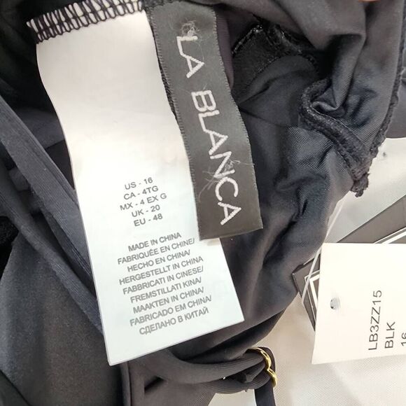 La Blanca Size 16 Island Goddess Strappy One Shoulder One Piece Swimsuit - Black - Picture 4 of 5